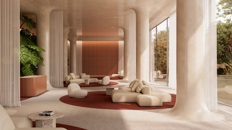 MODULYSS Interior Wellness Lobby Carpet Tile Collections Forma 968 and Artus 346